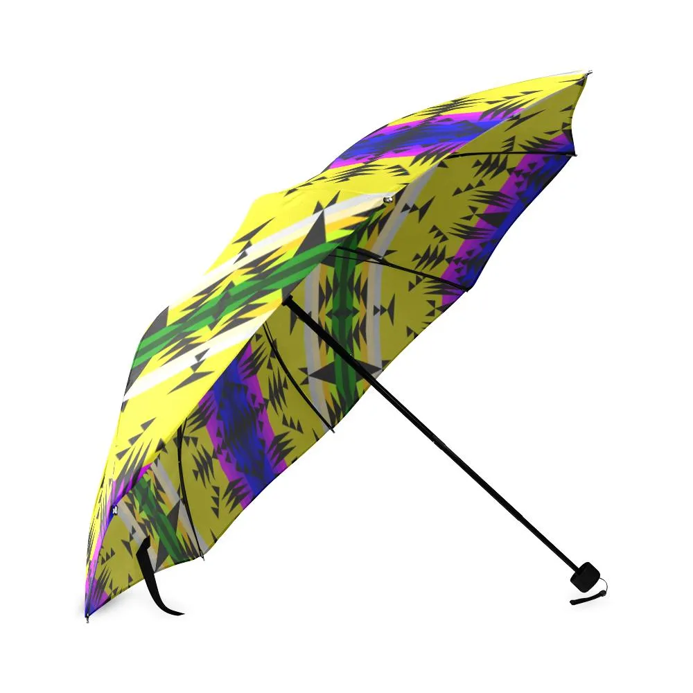 Between the Mountains Greasy Yellow Foldable Umbrella