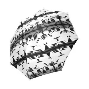 Between the Mountains White and Black Foldable Umbrella