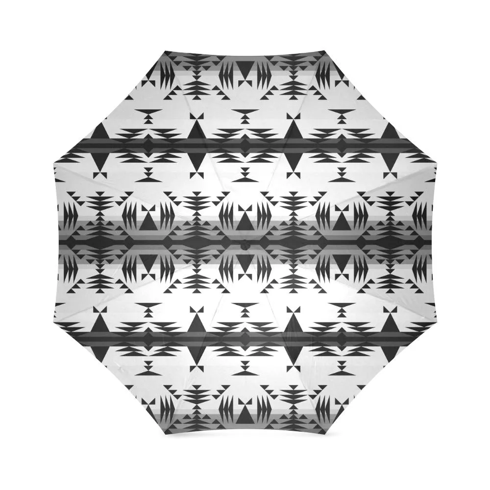 Between the Mountains White and Black Foldable Umbrella