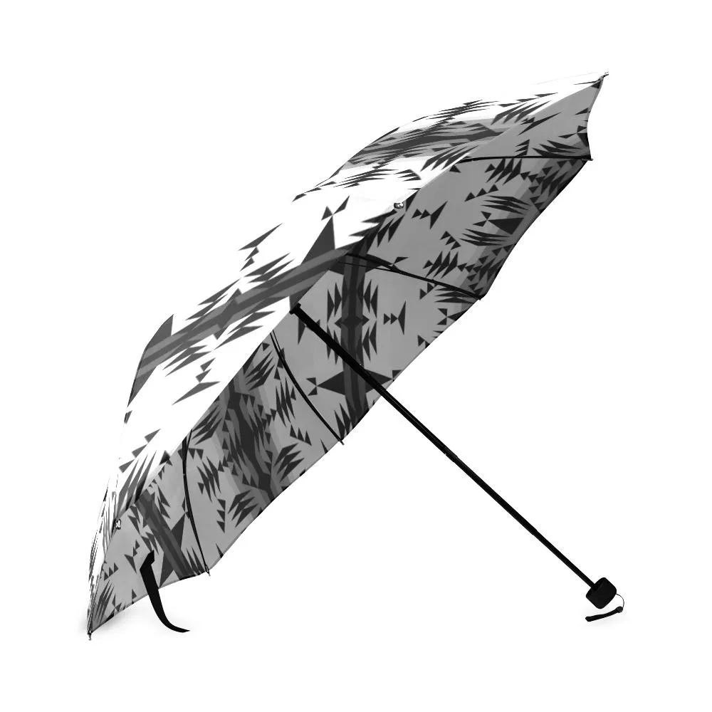 Between the Mountains White and Black Foldable Umbrella