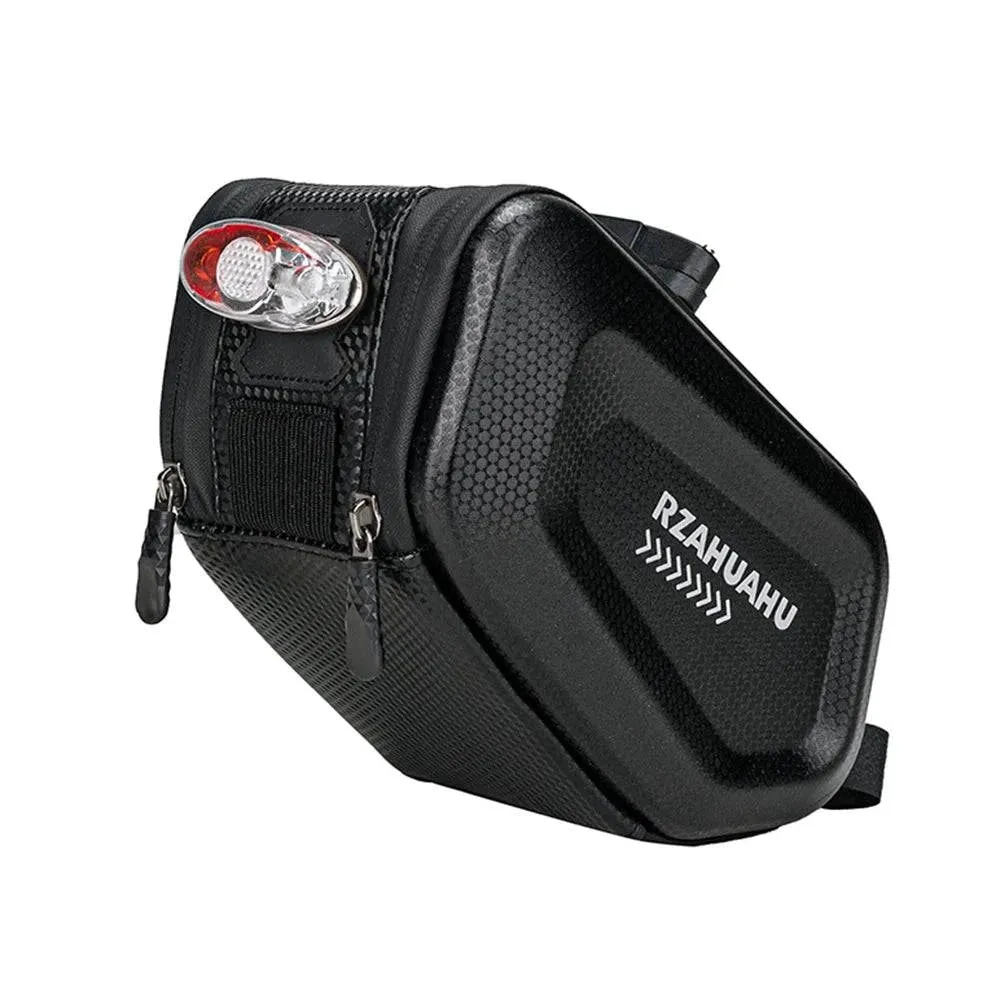 Bicycle Saddle Bag with Taillight Waterproof Hard Shell Bike Under Seat Bag Cycling Bike Pannier Bag