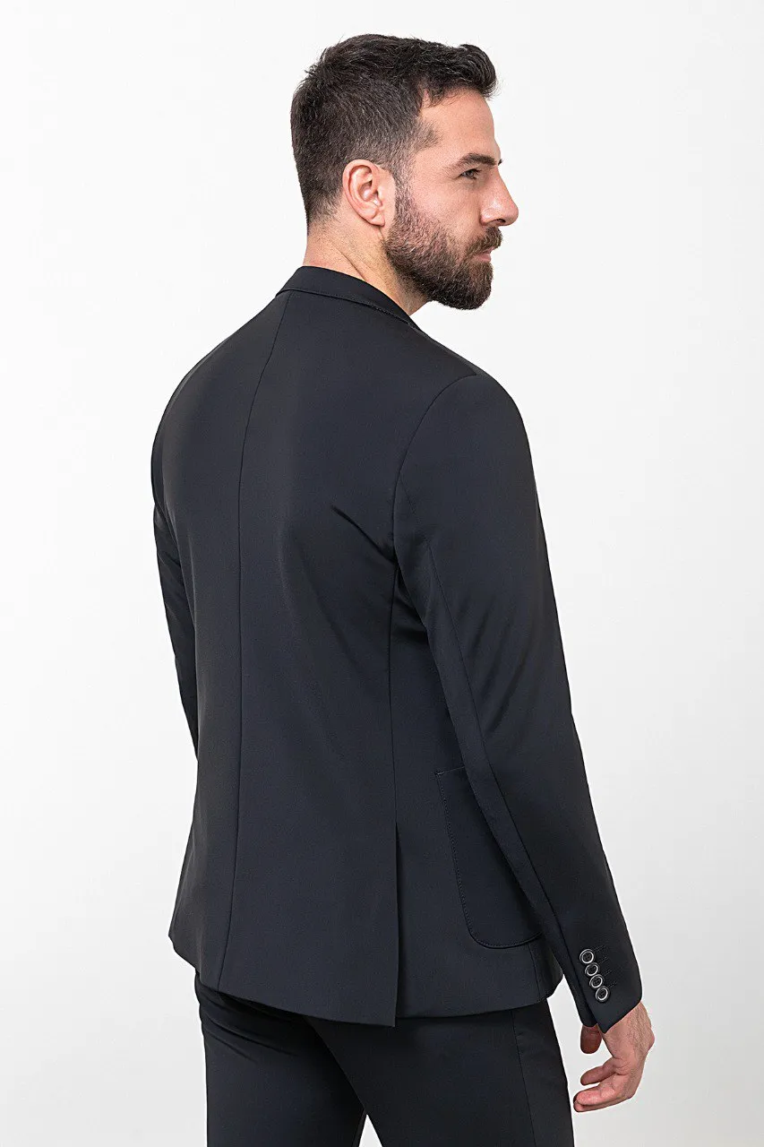 Black Slim Fit Notch Lapel 2 Piece Suit for Men | GentWith