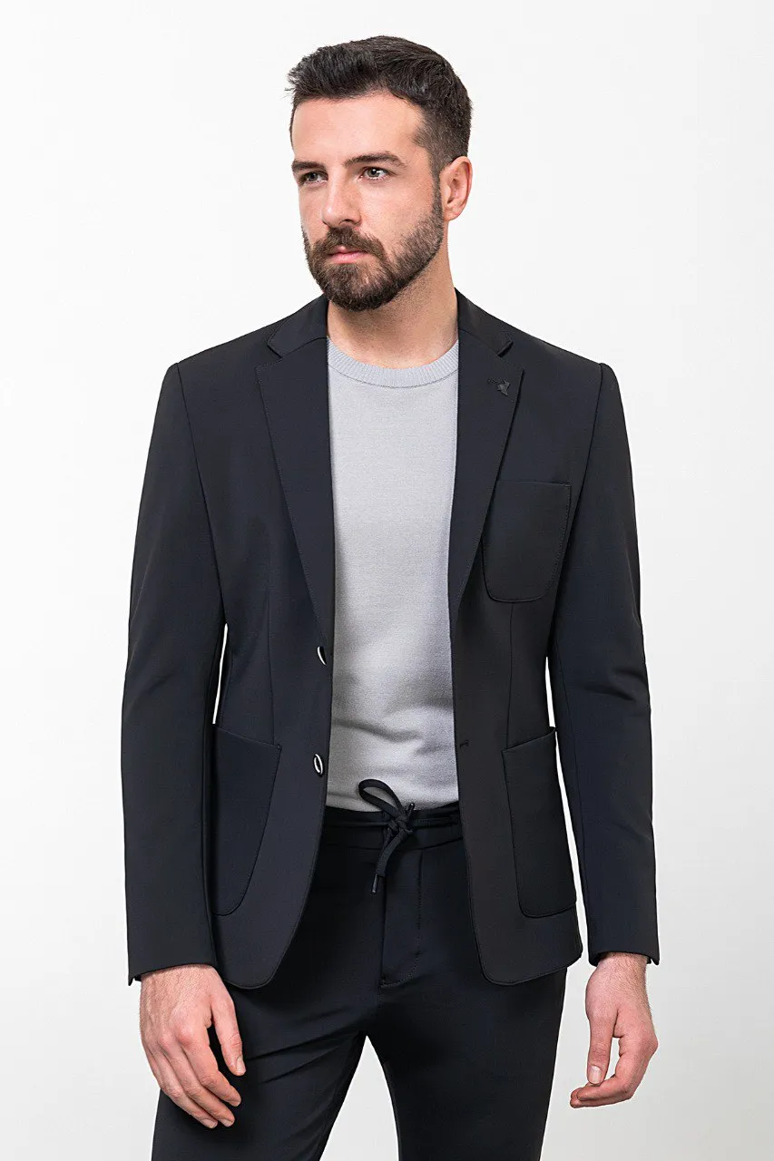 Black Slim Fit Notch Lapel 2 Piece Suit for Men | GentWith