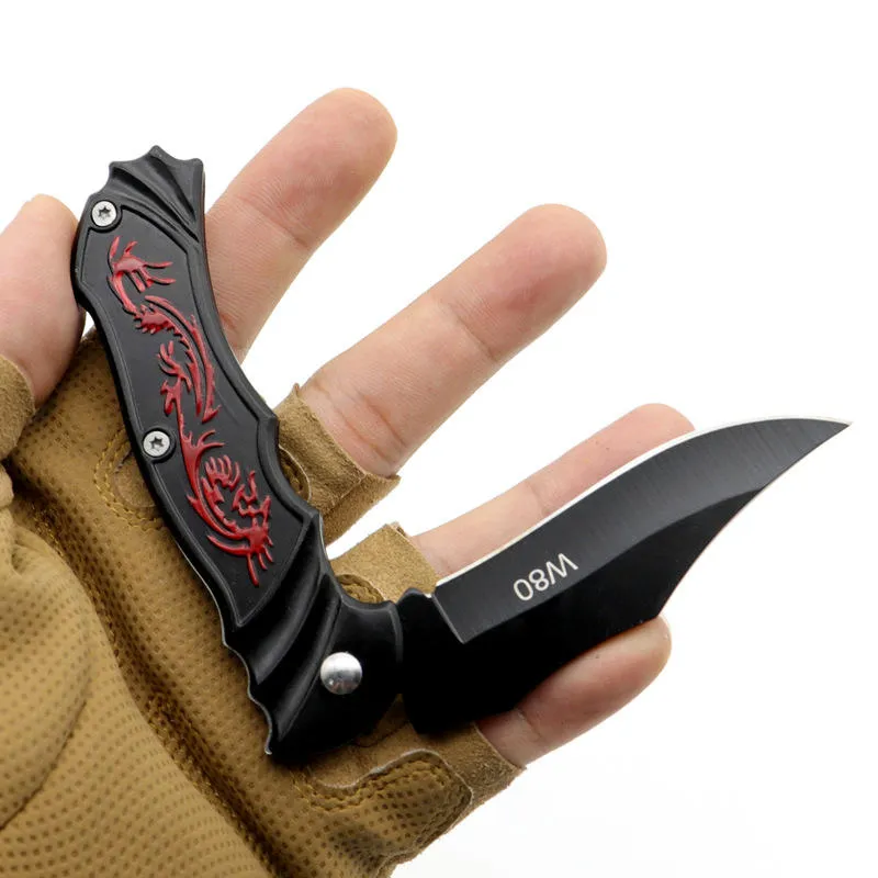 Black Small Stainless Steel Camping Outdoor Foldable Folding Pocket Survival Hunting Knife