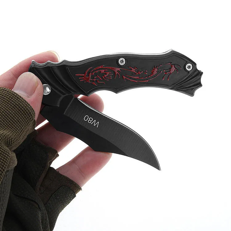 Black Small Stainless Steel Camping Outdoor Foldable Folding Pocket Survival Hunting Knife