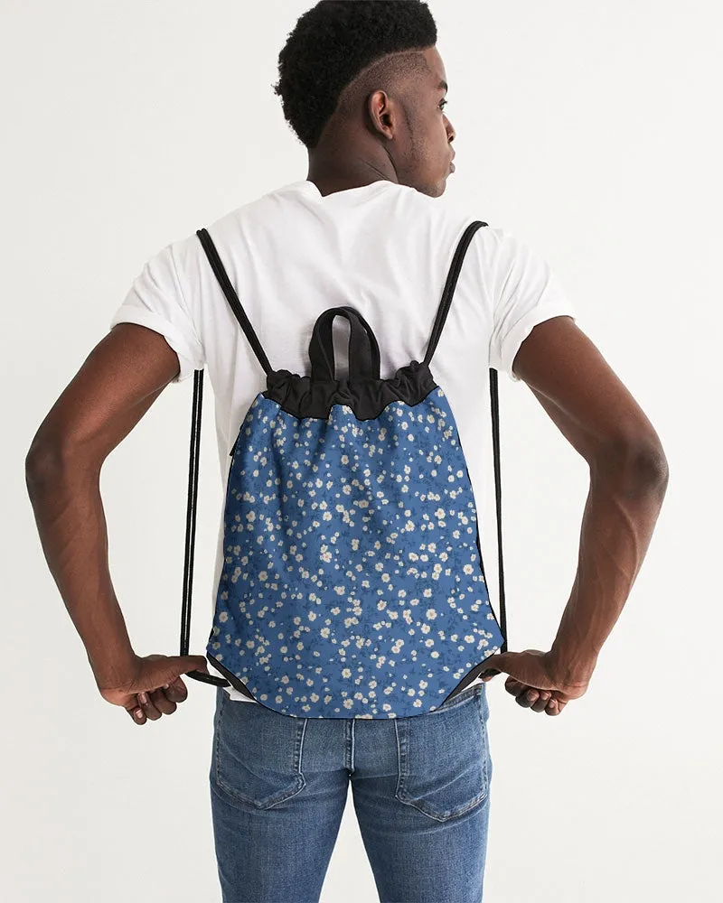 Blue Liberty Floral Canvas Drawstring Bag