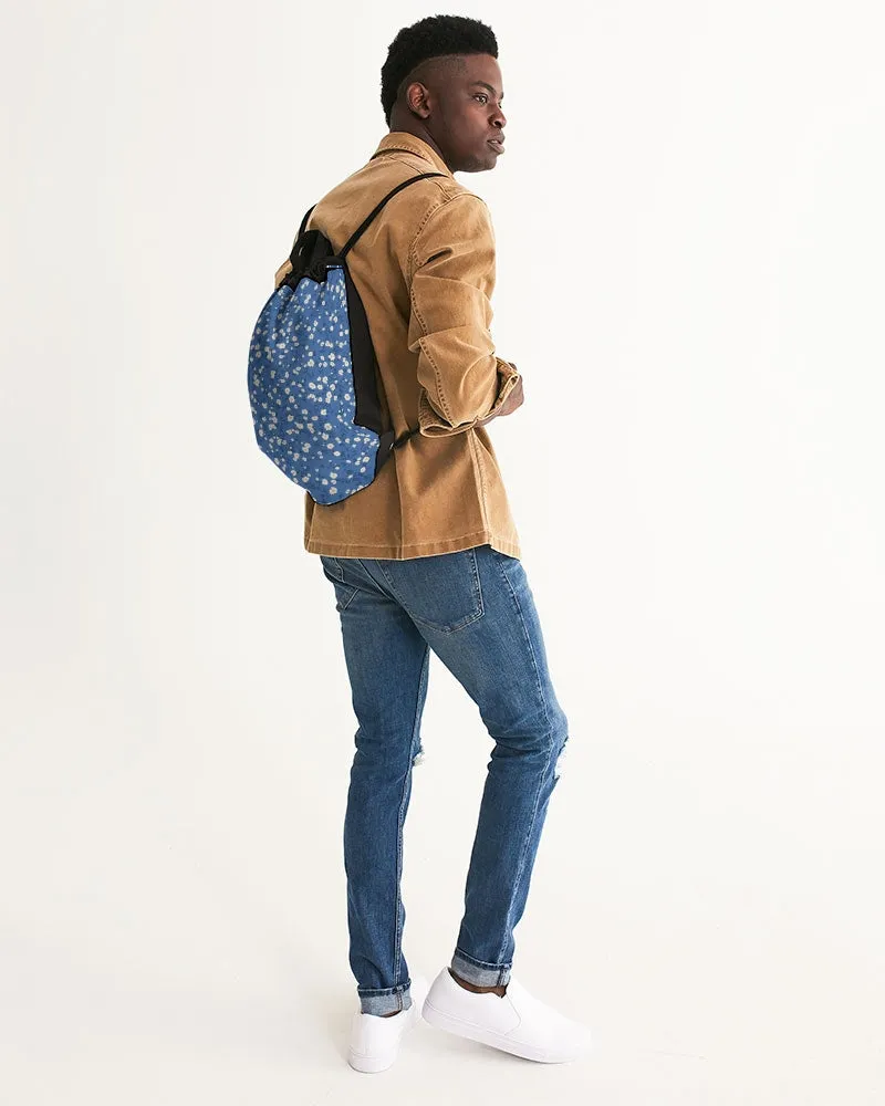 Blue Liberty Floral Canvas Drawstring Bag