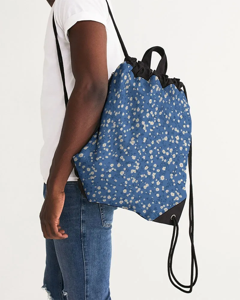 Blue Liberty Floral Canvas Drawstring Bag