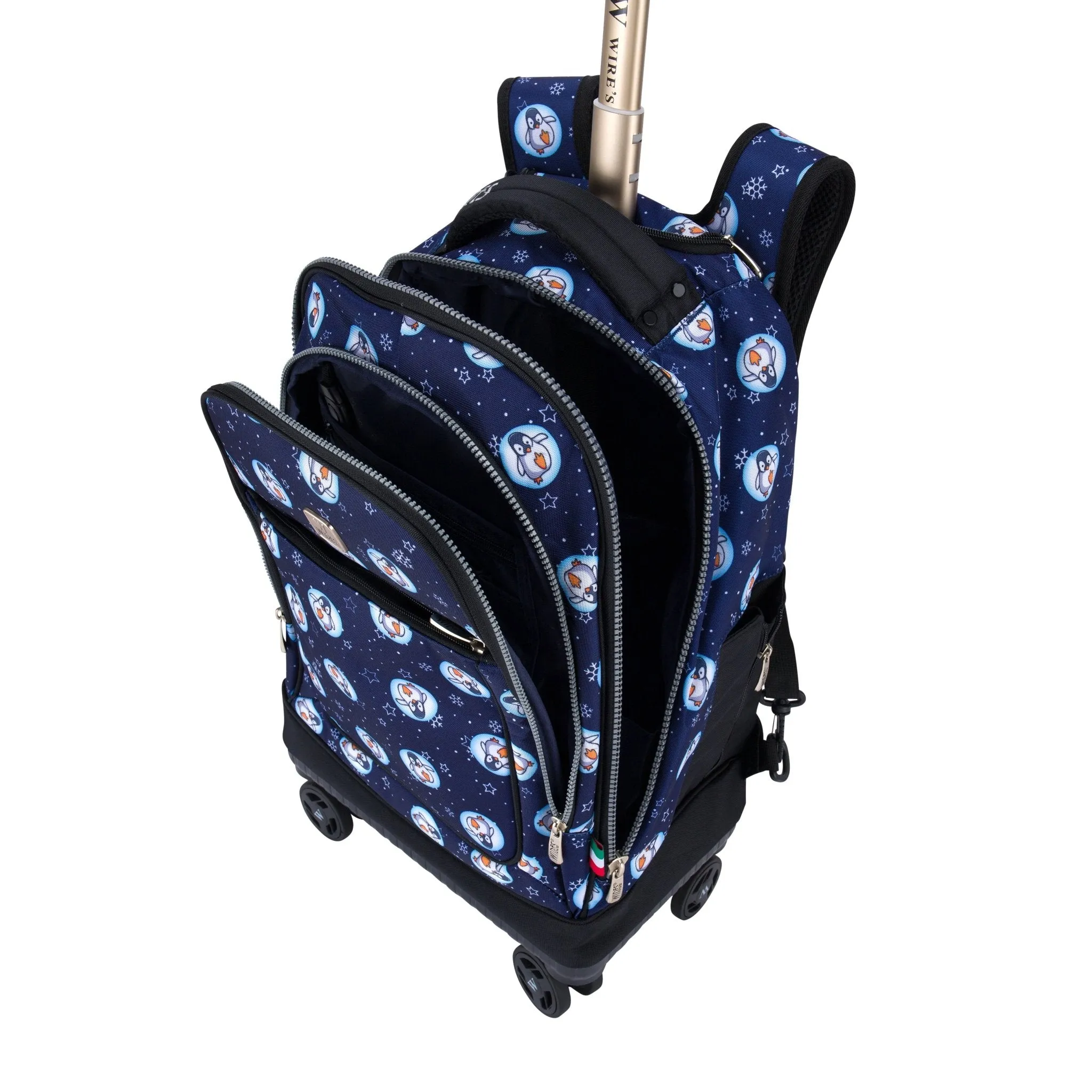 Blue Penguin 8-Wheels School Backpack Trolley Set (Lunch bag & Pencil Case)