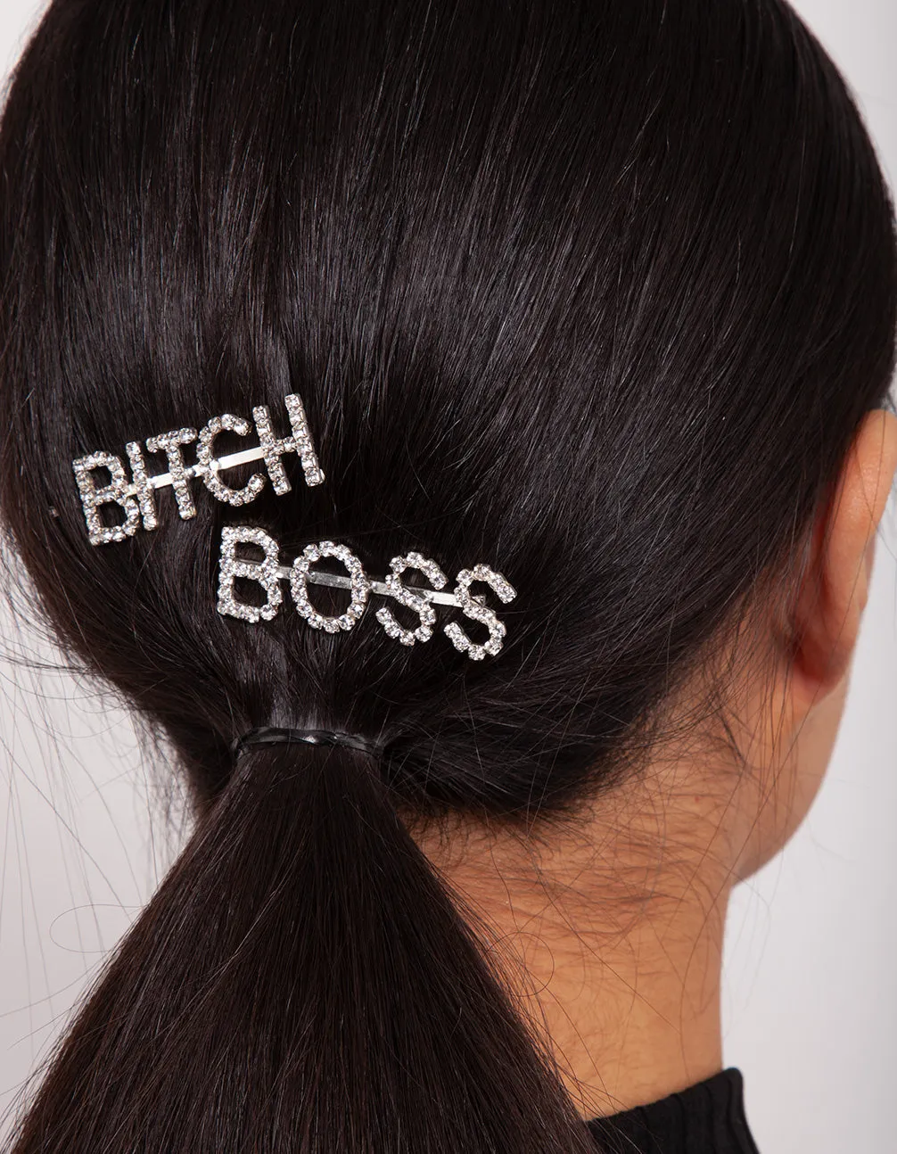 Boss Bitch Diamante Hair Clip Pack
