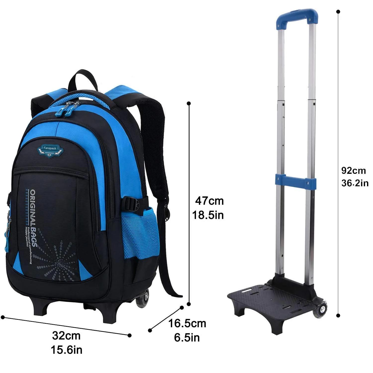 Boys Rolling Backpack, Fanspack Roller Backpack for Kids School Bag Wheeled Primary Backpack for Boys