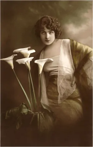 BW-06 Woman with Calla Lilies - Vintage Image