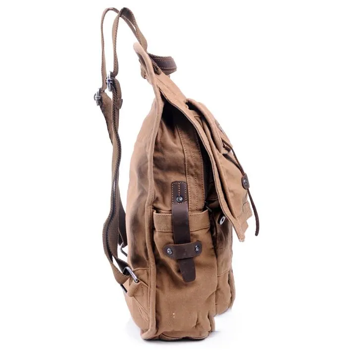 Canvas Black Mens Hiking Backpack Large Khaki School Backpack Canvas Travel Backpack For Men