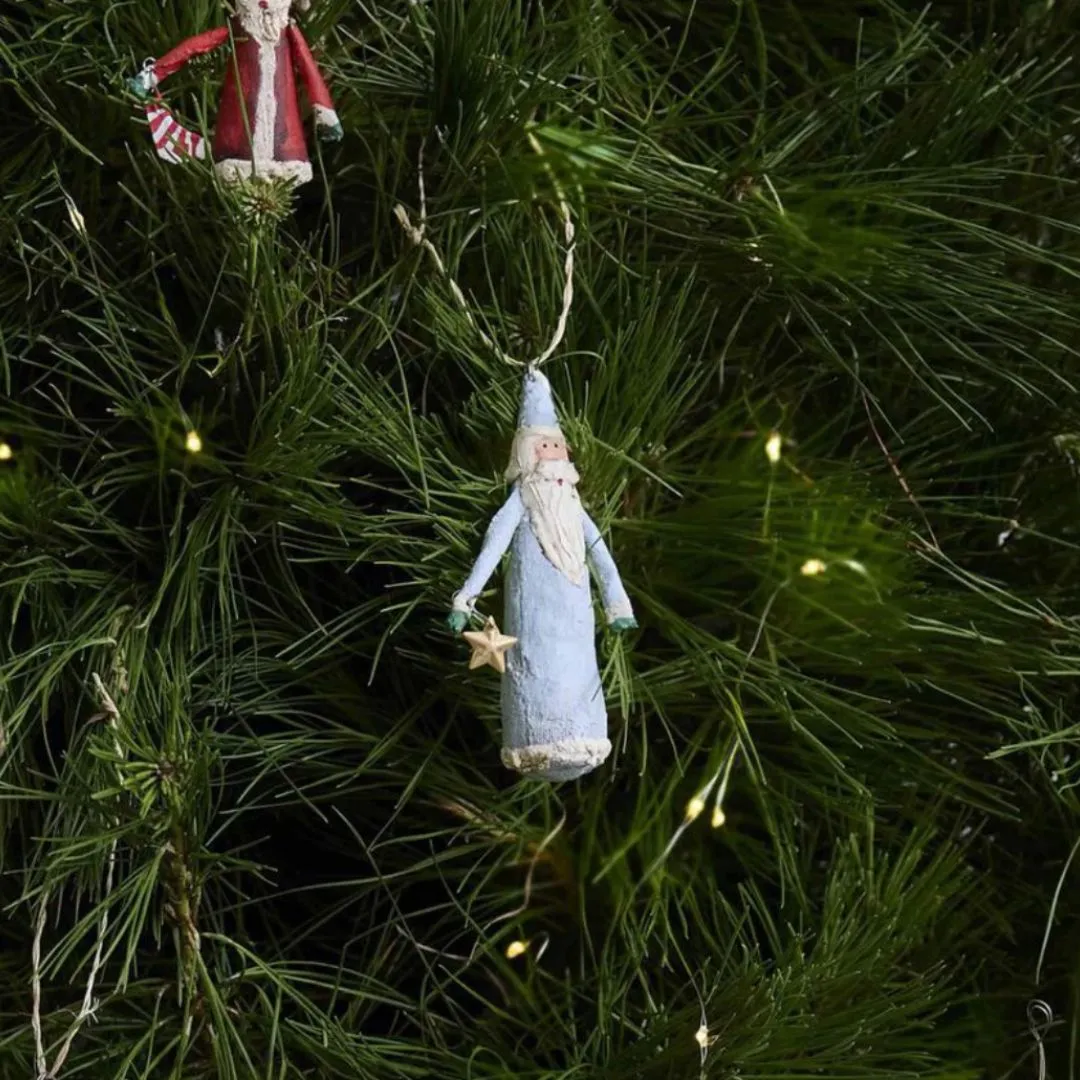 Canvas Santa Blue With Star Hanging Decoration