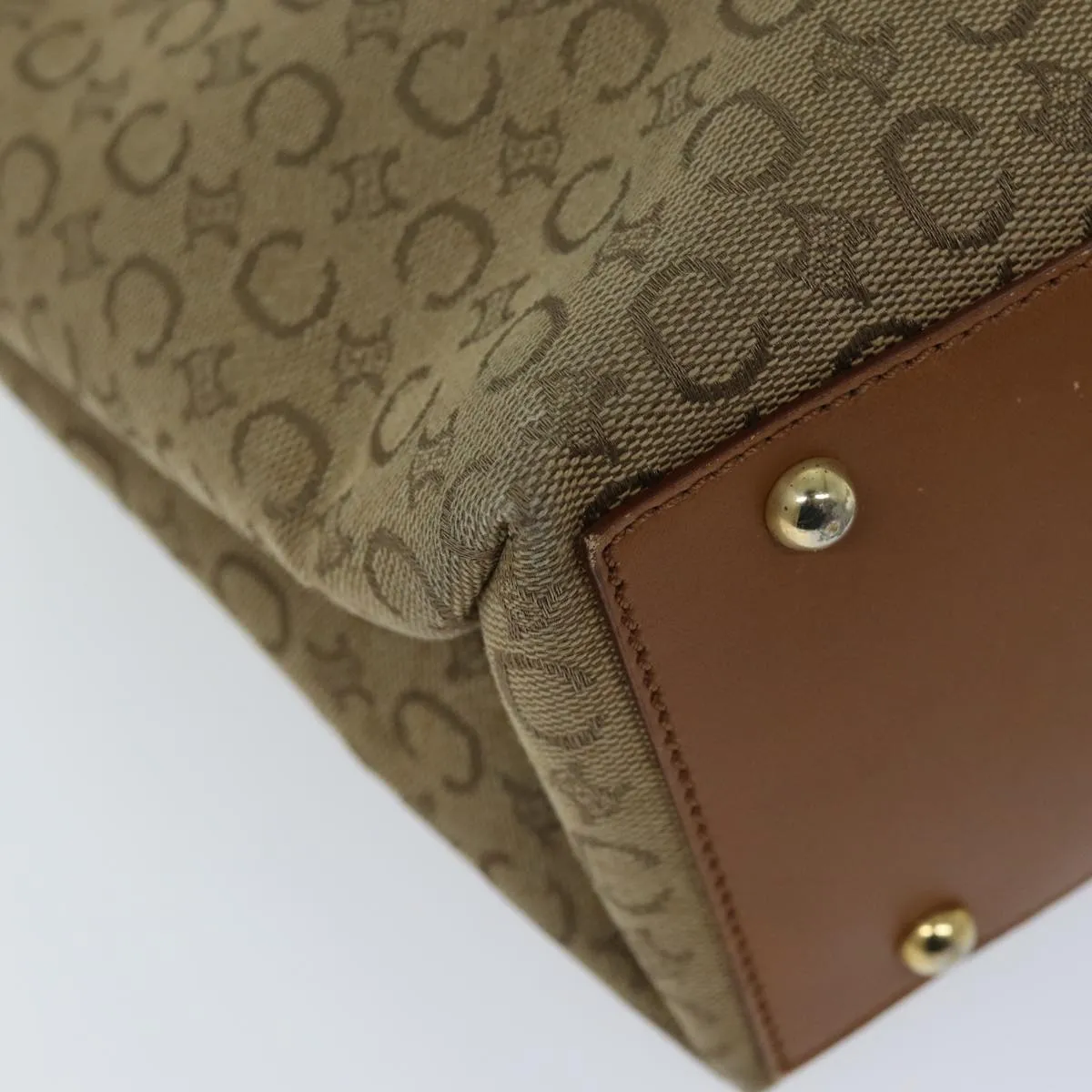 CELINE C Macadam Canvas Tote Bag Beige Auth 72148