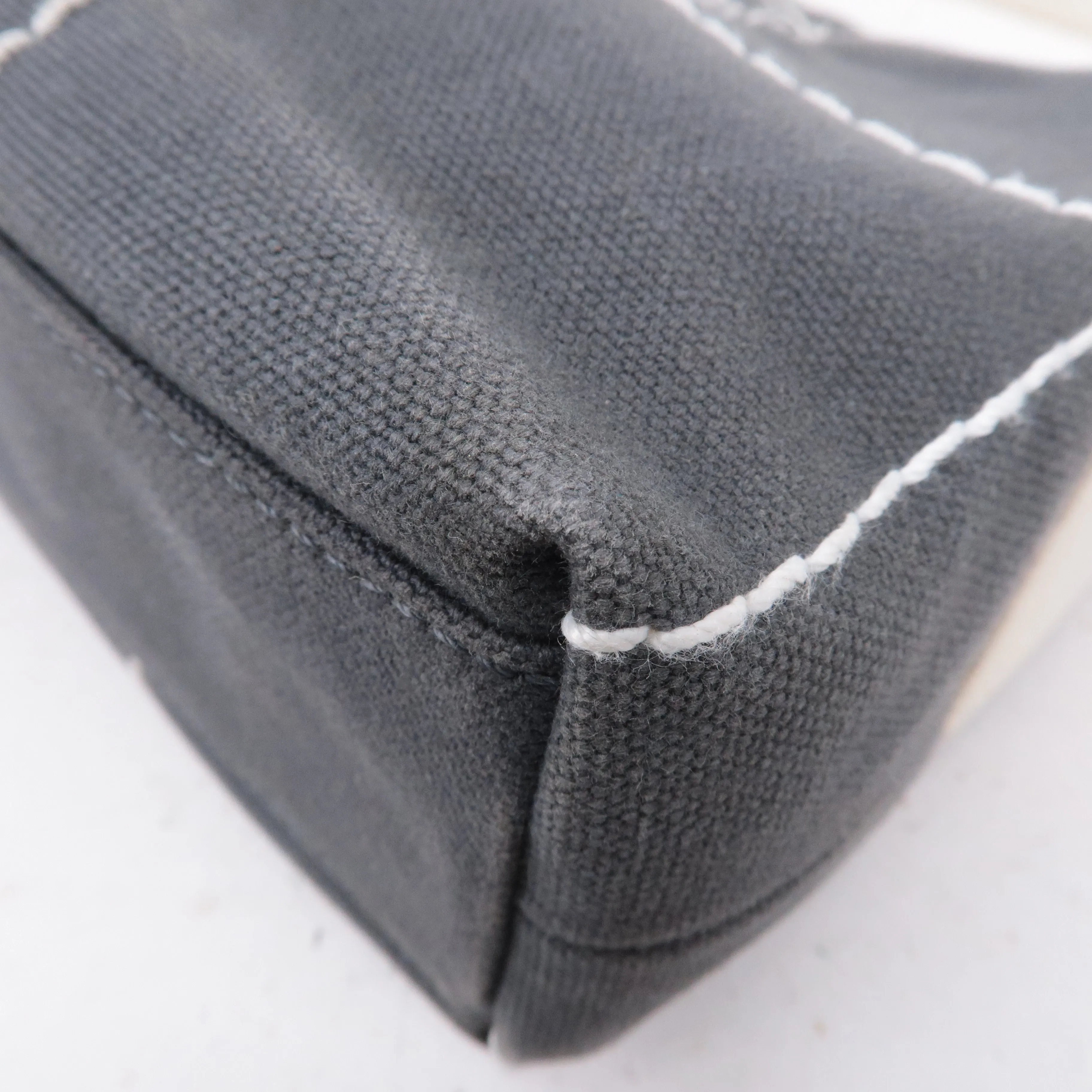 CHANEL Chocolate Bar Wild Stitch Canvas Hand Bag Gray