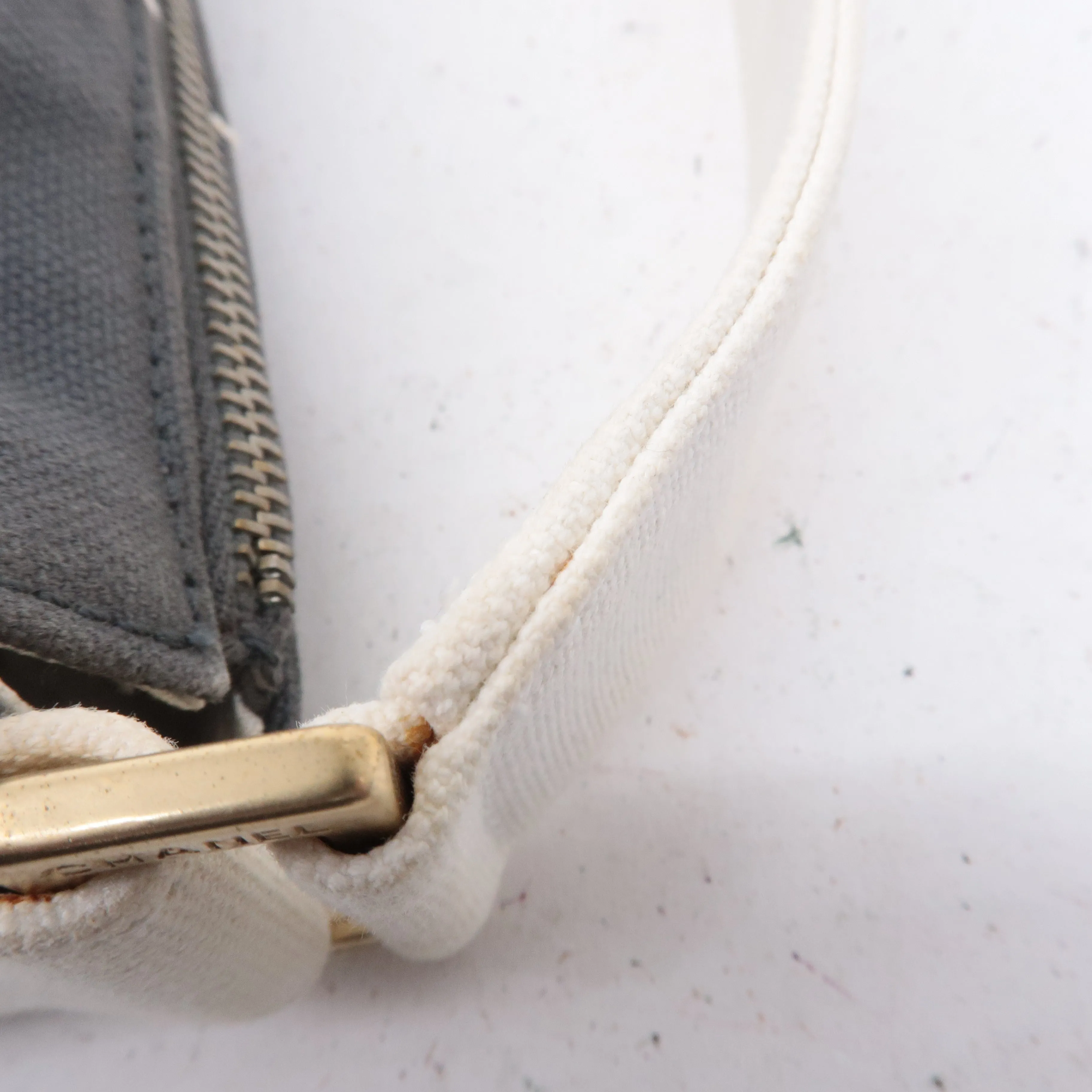 CHANEL Chocolate Bar Wild Stitch Canvas Hand Bag Gray
