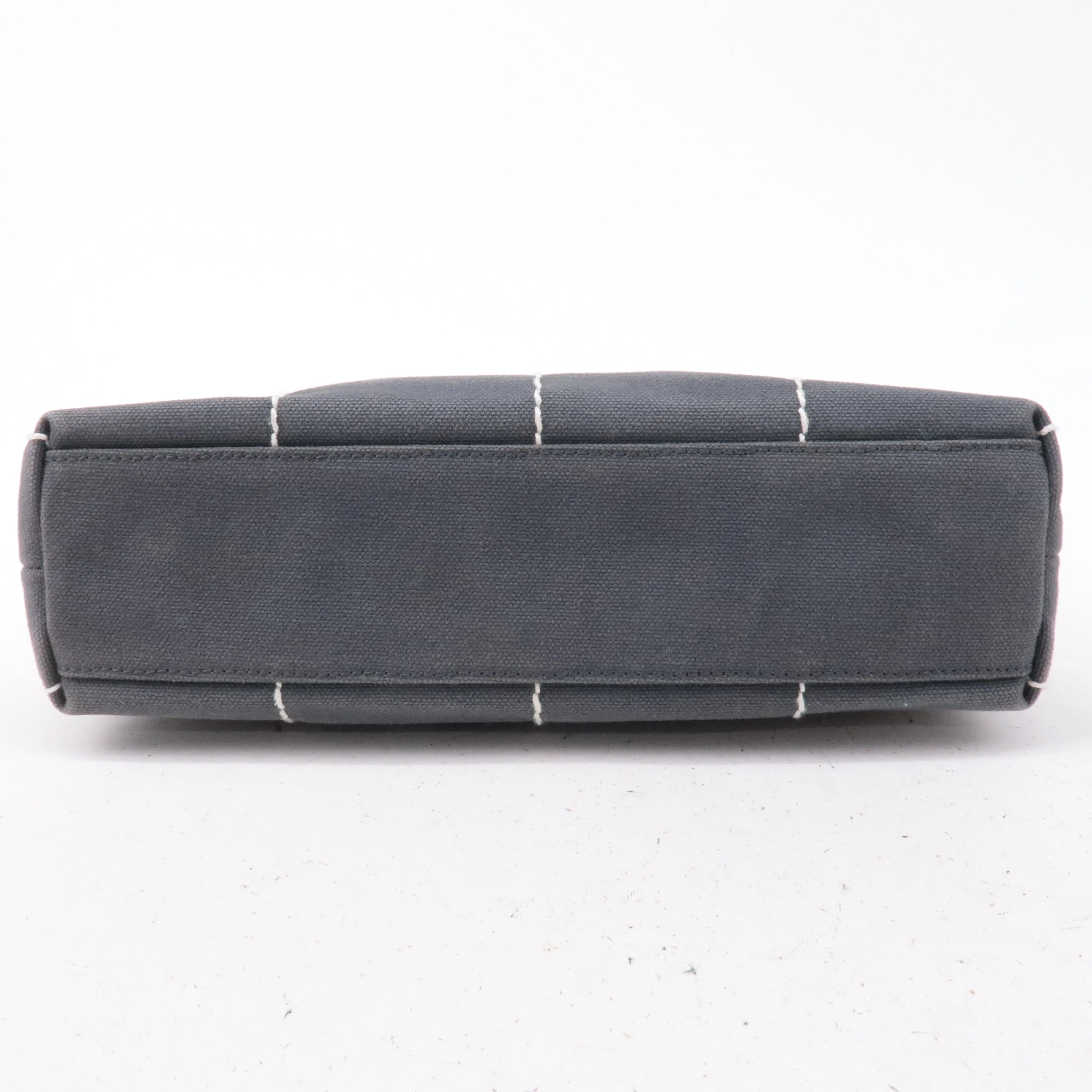 CHANEL Chocolate Bar Wild Stitch Canvas Hand Bag Gray