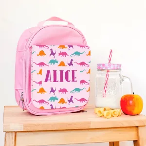 Children's Personalised Insulated Dinosaur Pattern Lunch Bag