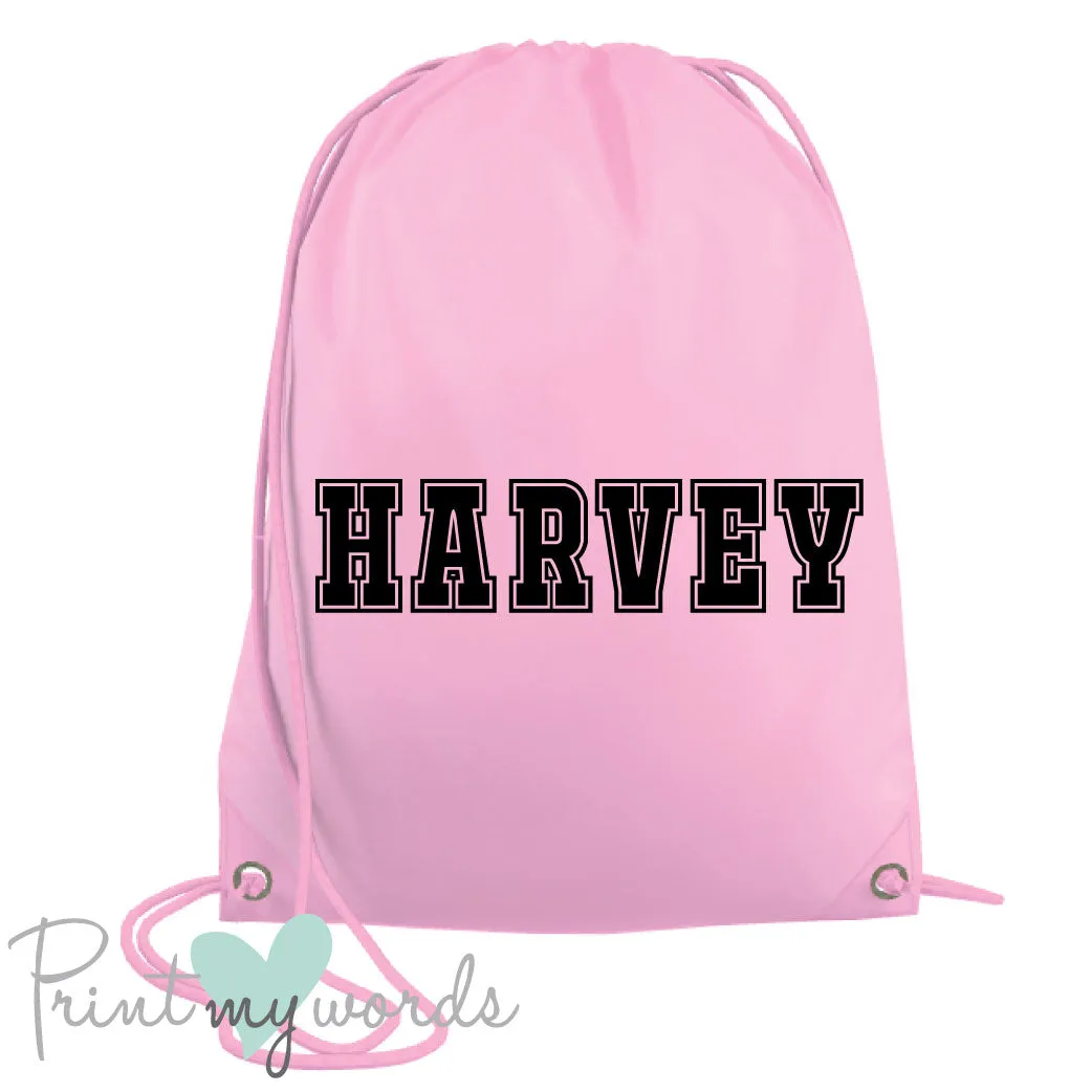 Children's Personalised Varsity P.E. Drawstring Bag
