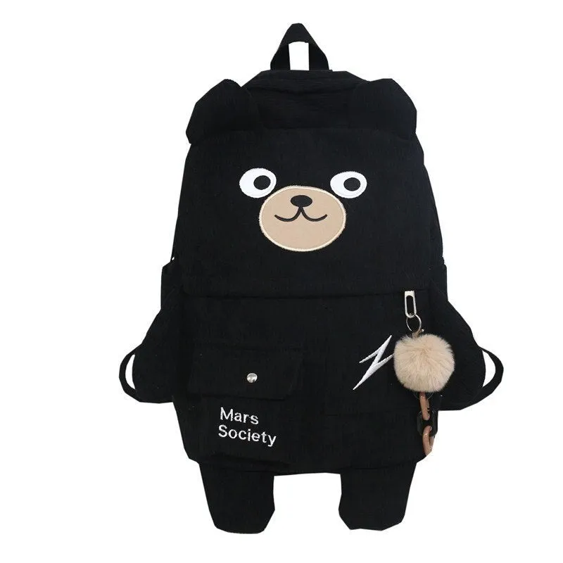 Christmas Gift Kawaii Corduroy Bear Backpacks for Cute Women Multi-pockets School Bags Large Capacity Backpack Teenage Girls School Bag Female