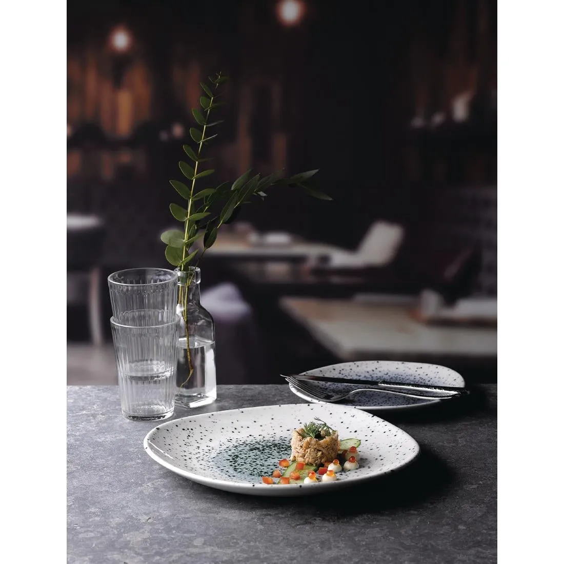 Churchill Studio Prints Mineral Blue Centre Organic Round Plates 286mm (Pack of 12) - FC125