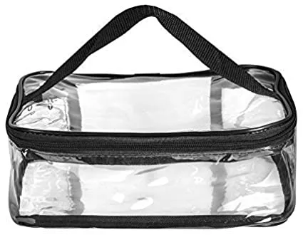 Clear Travel Makeup Pouch, Train Case Organizer with Top Handle Medium
