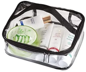 Clear Travel Makeup Pouch, Train Case Organizer with Top Handle Medium