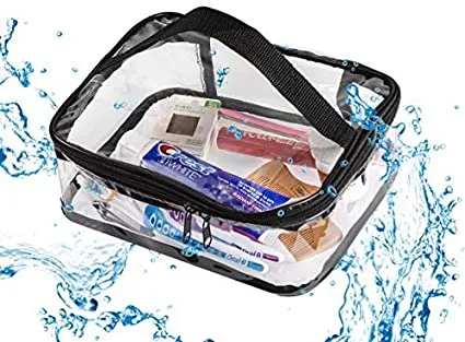 Clear Travel Makeup Pouch, Train Case Organizer with Top Handle Medium