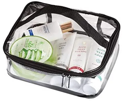 Clear Travel Makeup Pouch, Train Case Organizer with Top Handle Medium