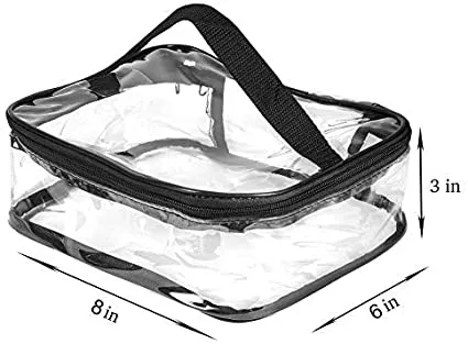 Clear Travel Makeup Pouch, Train Case Organizer with Top Handle Medium