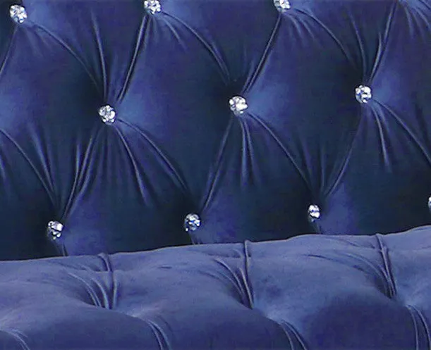 Coastal Blue Velvet Button Tufted Loveseat