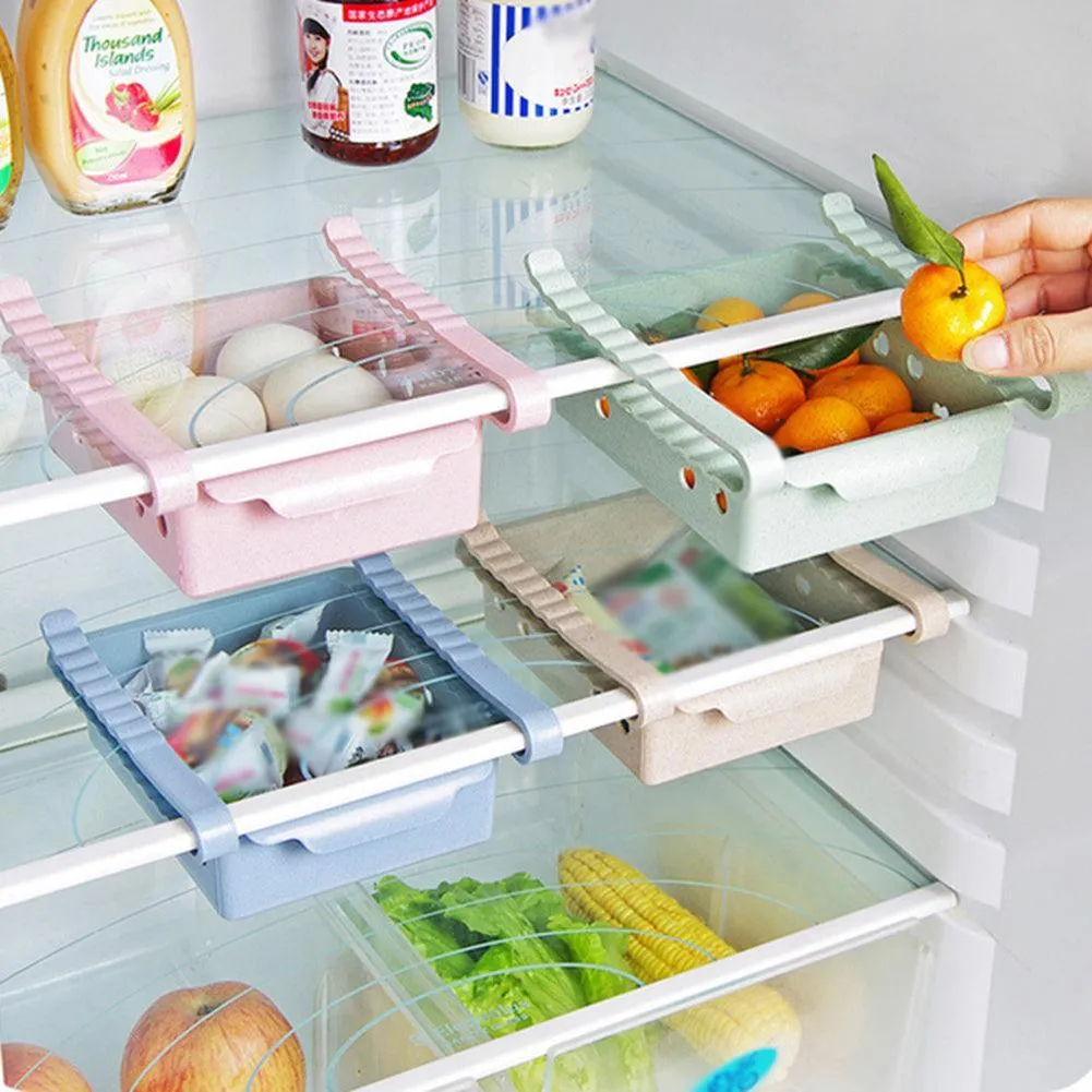 Compact Sliding Refrigerator Storage Organizer for Efficient Space Utilization