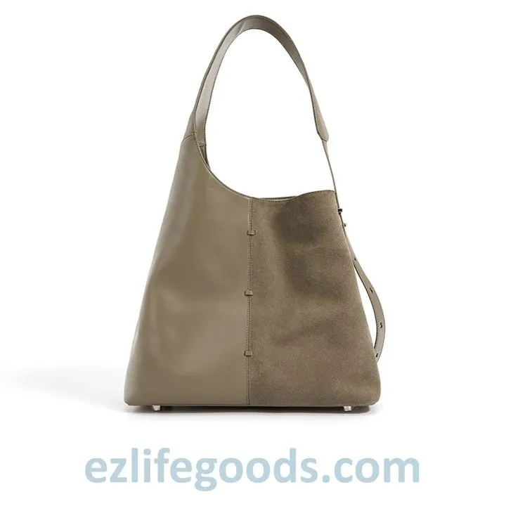 Cowhide Leather Suede Shouchy Tote- Ladies Work Tote Hobo Bag