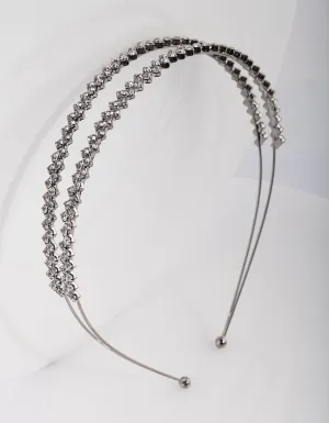 Crystal Gunmetal Double Banded Headband