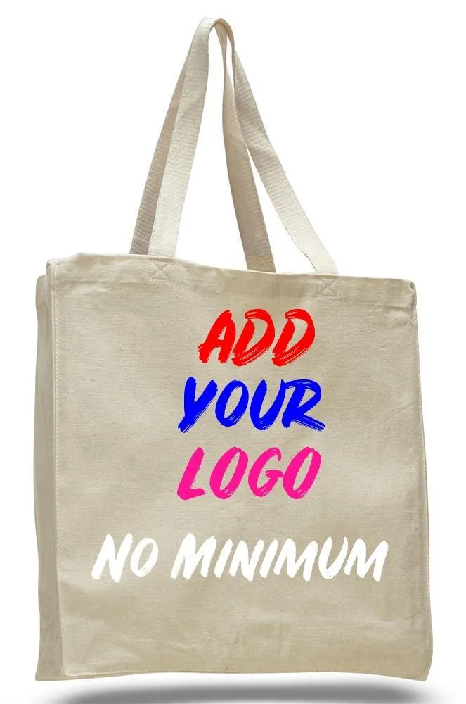 CUSTOM HEAVY WHOLESALE CANVAS TOTE BAGS WITH FULL GUSSET
