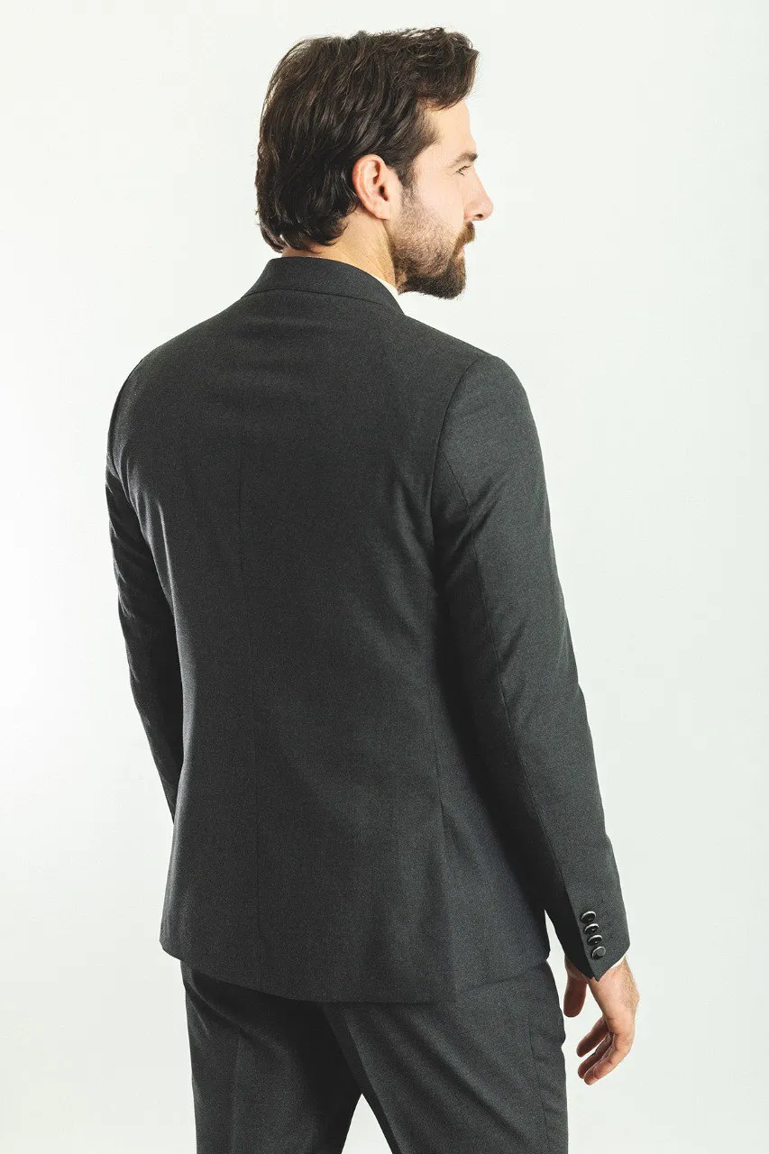 Dark Gray Slim Fit Peak Lapel 2 Piece Suit | GentWith
