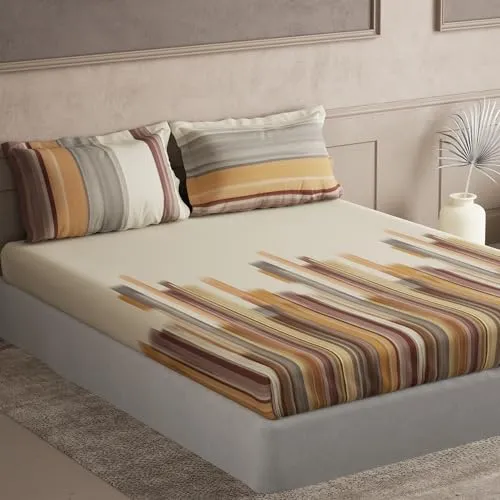 DDECOR - 100% Cotton 180 TC King Bedsheet with 2 Pillow Covers - Brown