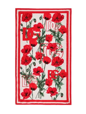 Dolce&amp;Gabbana   Flowers print cotton terry towel w/logos 