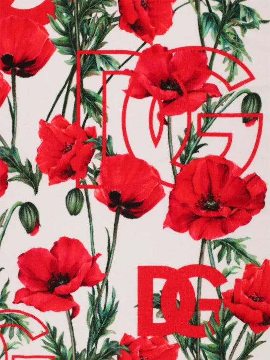 Dolce&amp;Gabbana   Flowers print cotton terry towel w/logos 