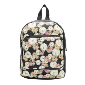 FabSeasons Black Flower Digital Printed Small Size Backpack