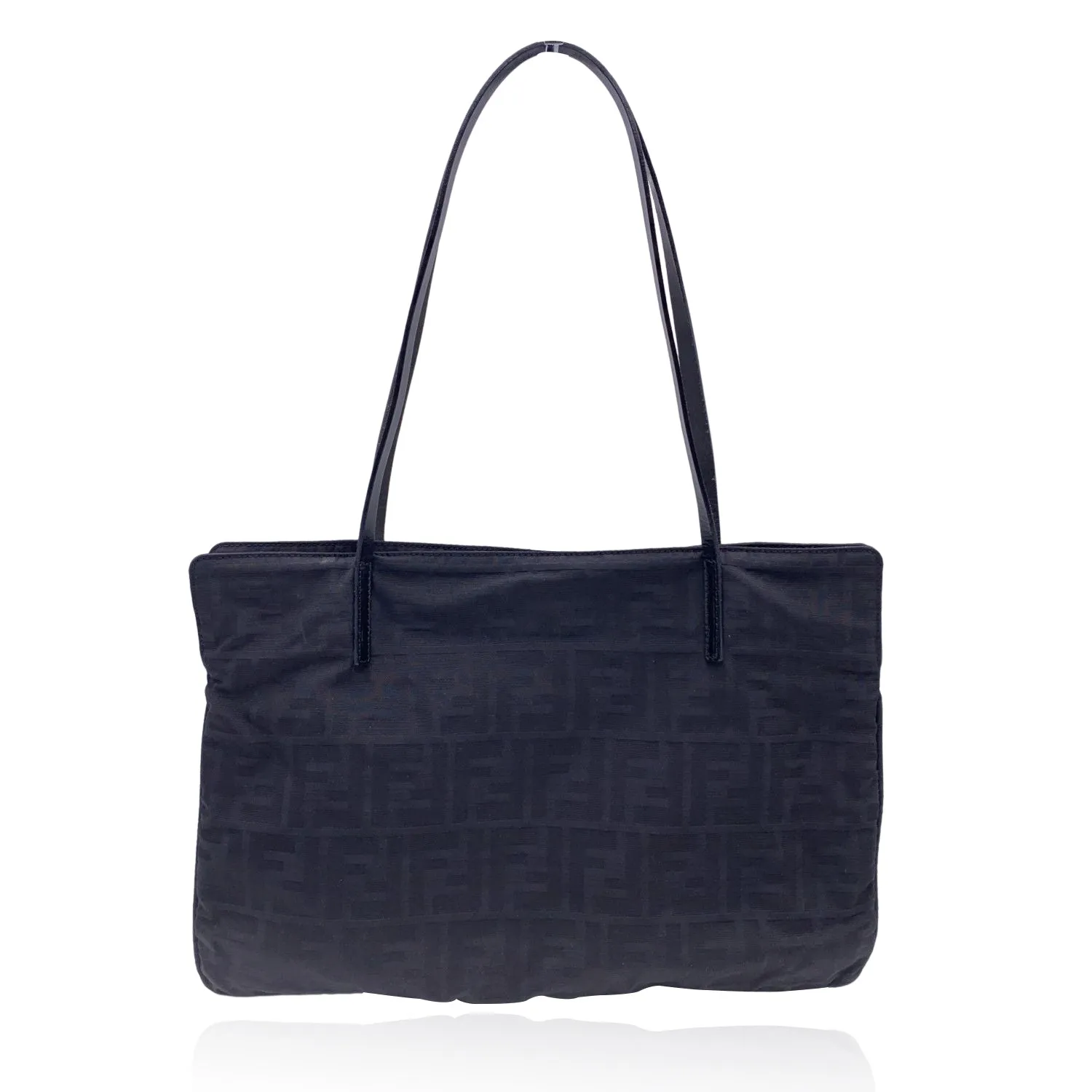 FENDI Black Monogram Canvas Cut Out Ff Logo Tote Bag