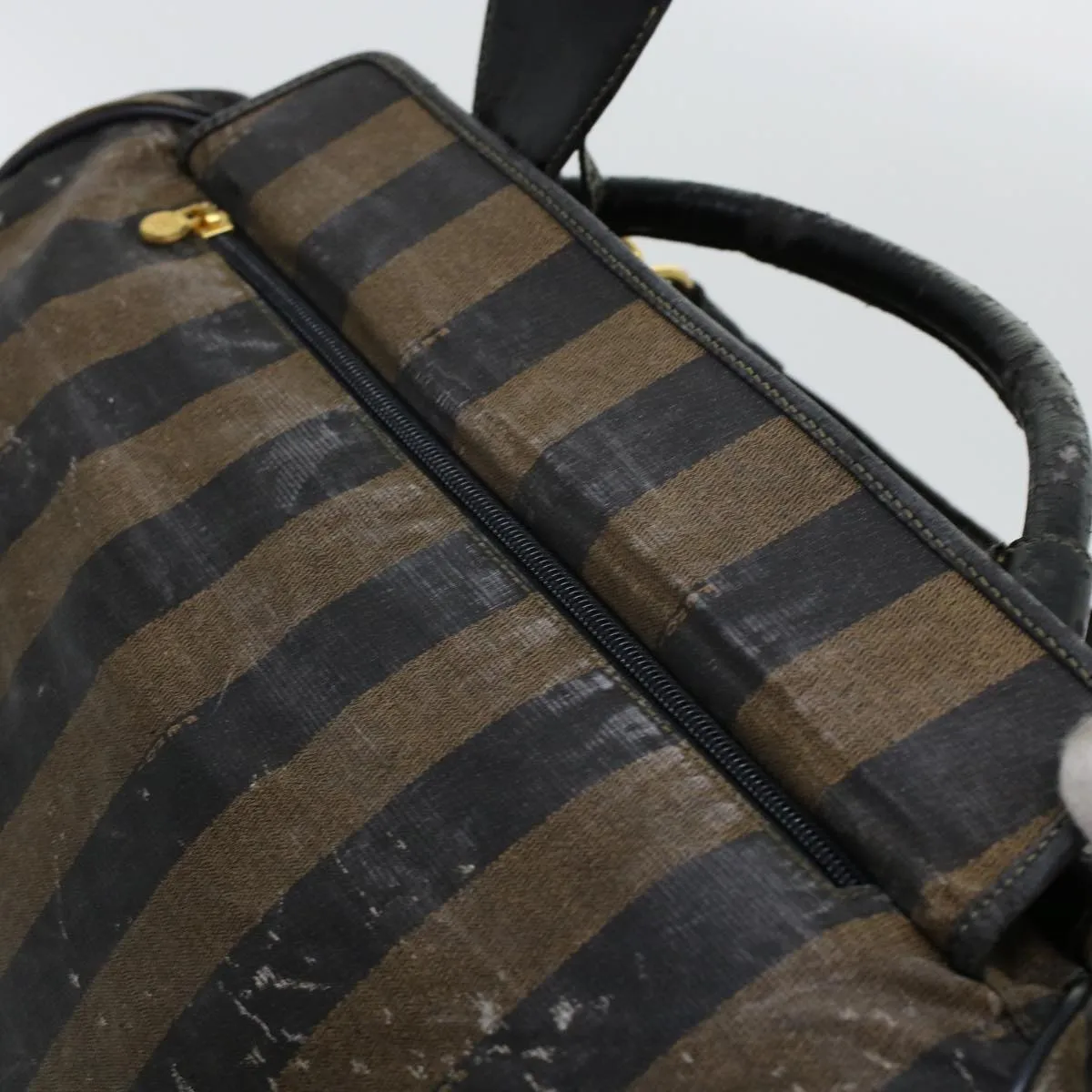FENDI Pecan Canvas Shoulder Bag 2way Black Brown Auth th3595