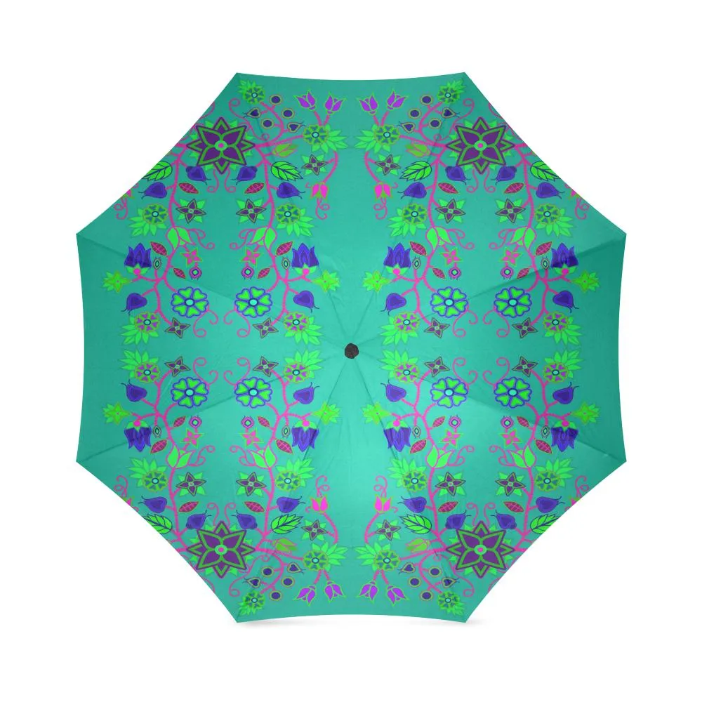 Floral Beadwork Seven Clans Deep Lake Foldable Umbrella