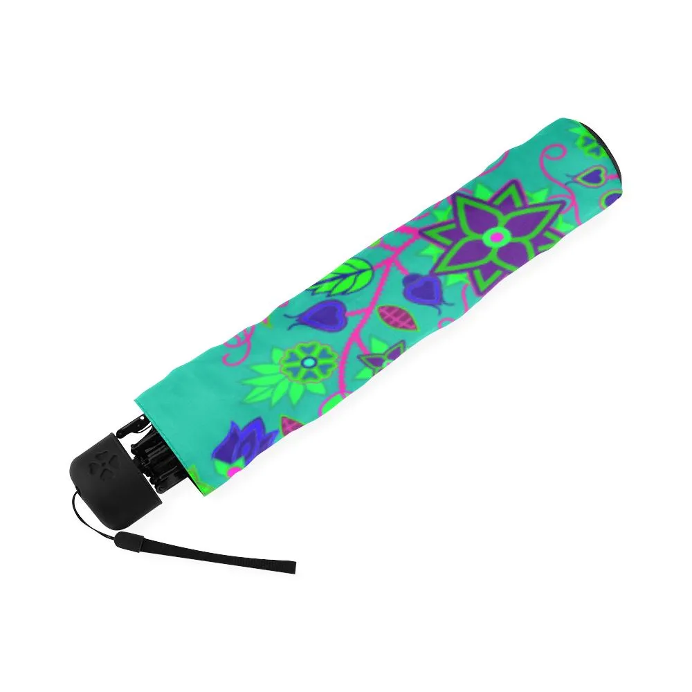 Floral Beadwork Seven Clans Deep Lake Foldable Umbrella