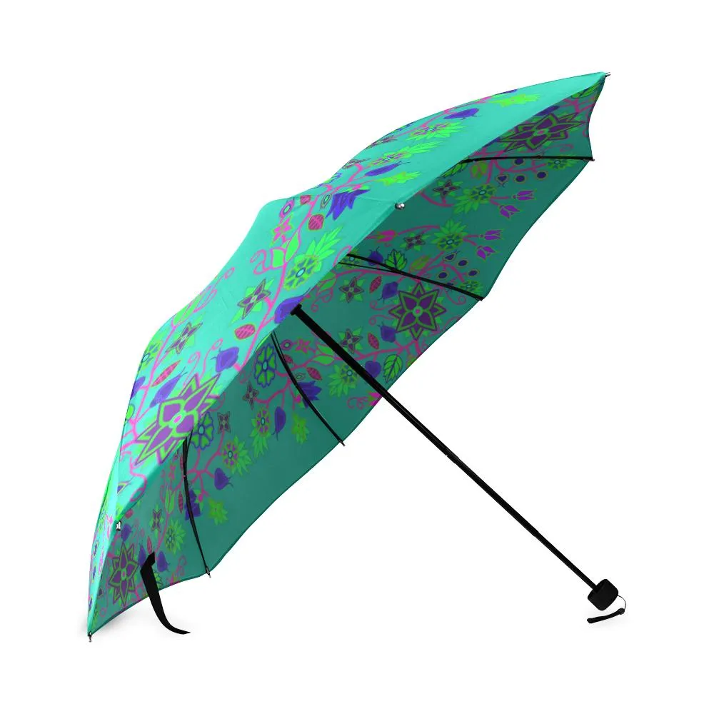 Floral Beadwork Seven Clans Deep Lake Foldable Umbrella