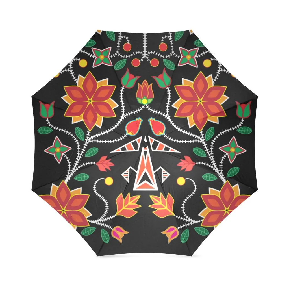 Floral Beadwork Six Bands Foldable Umbrella