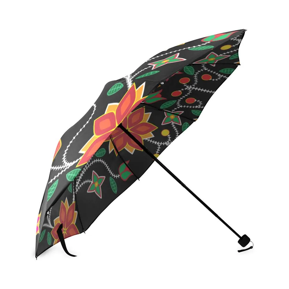 Floral Beadwork Six Bands Foldable Umbrella