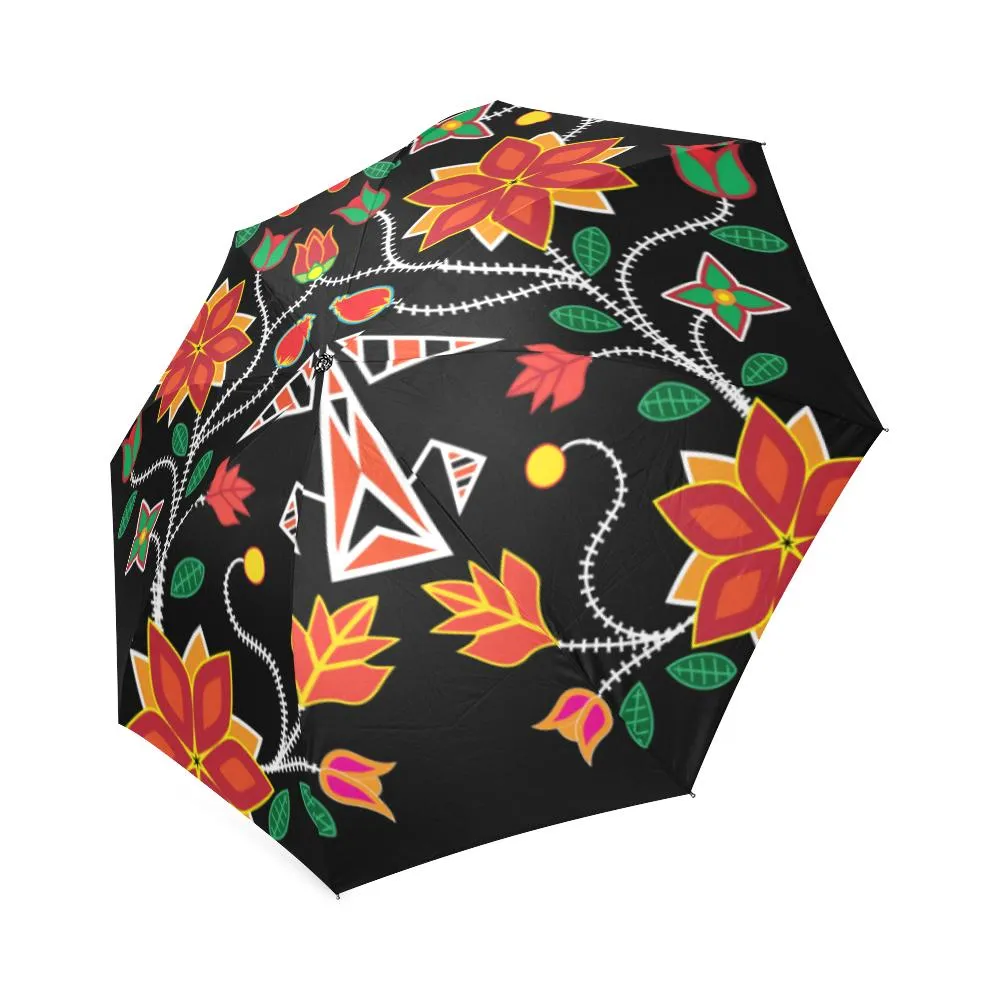 Floral Beadwork Six Bands Foldable Umbrella