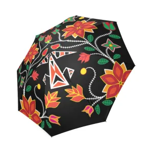 Floral Beadwork Six Bands Foldable Umbrella
